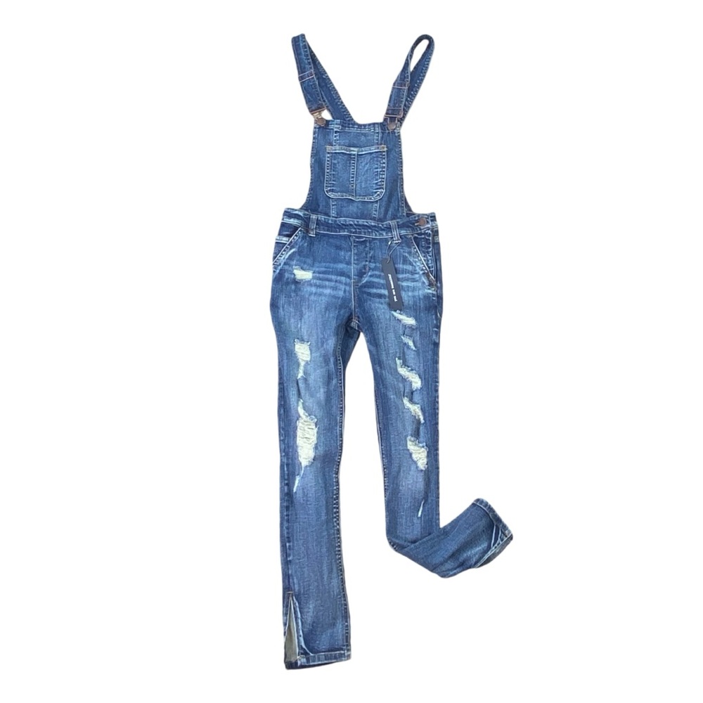 Dollhouse distressed denim bib overalls size 5.